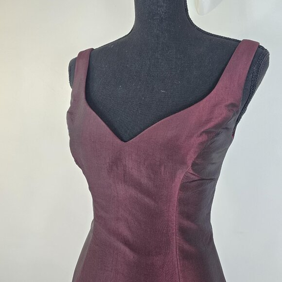 ABS Evening Allen Schwartz Dress Womens 2 Burgundy A-Line Tulle Formal Gown - Picture 4 of 12